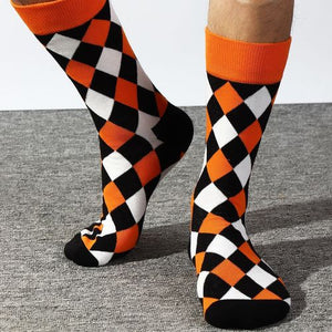 Argyle Black and Orange Socks